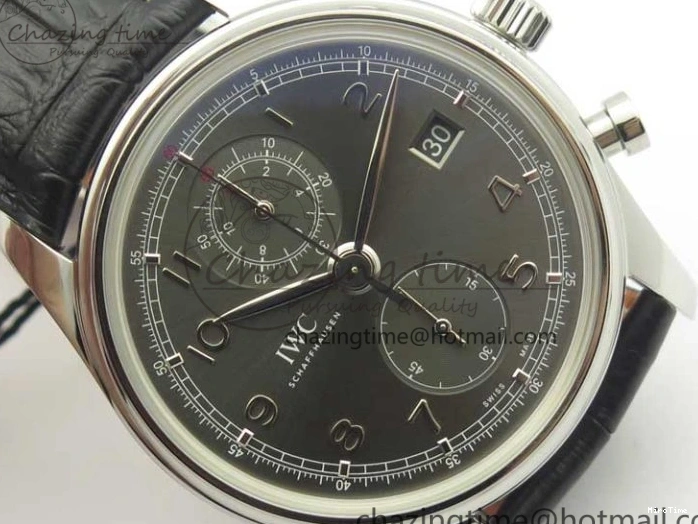 MIROTIME 0516 Portuguese Chrono SS ZF 1:1 Best Edition Gray Dial SS On Black Leather Strap A ZipUp 7215